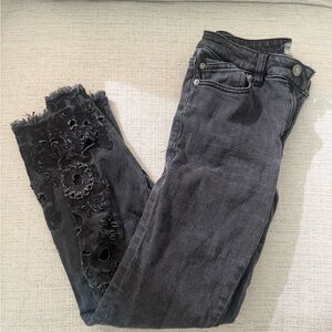 Free People Embroidered Black Jeans